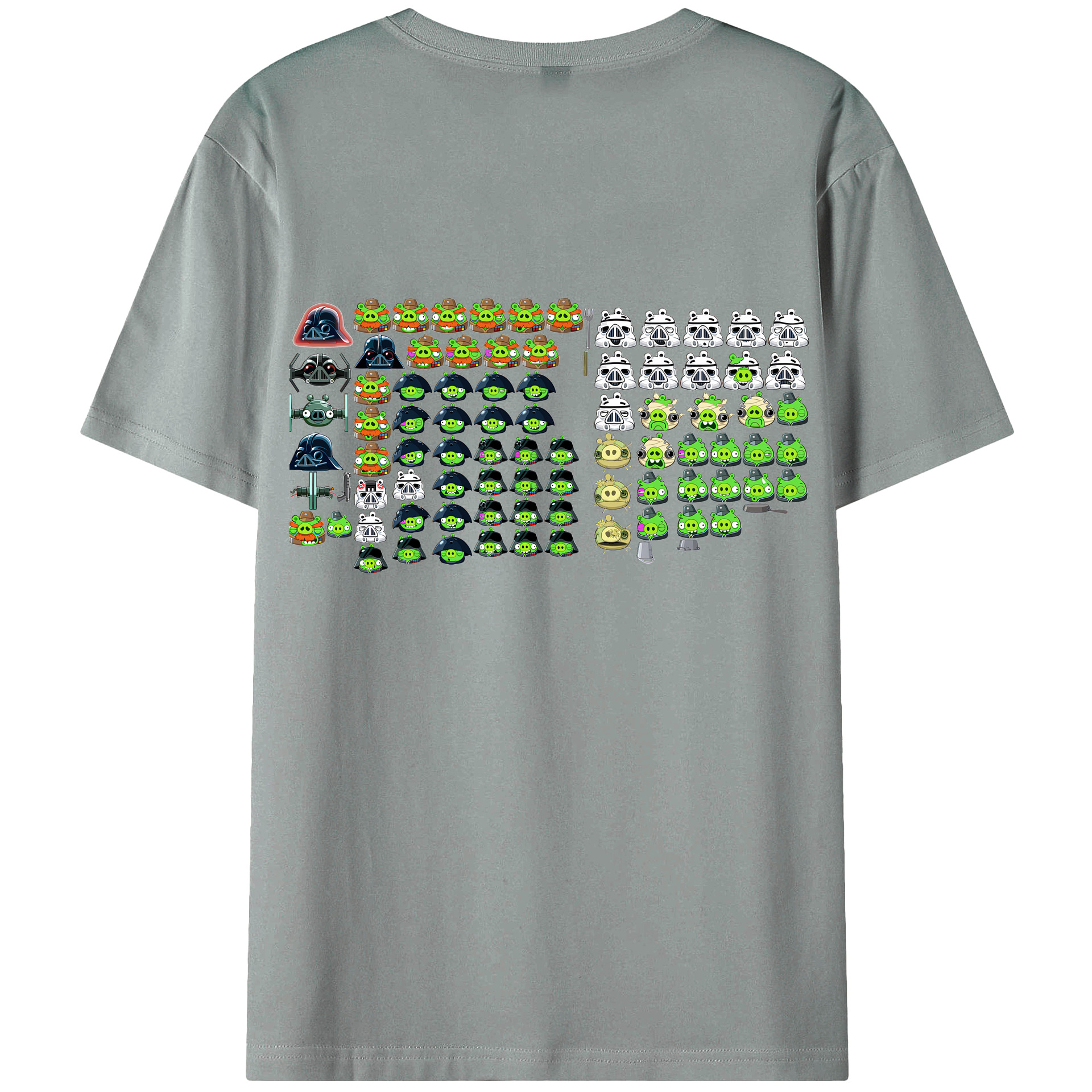 （画像用） Angry Birds アングリーバード 綿100％ メンズ半袖Tシャツ（バックプリント） 通気性